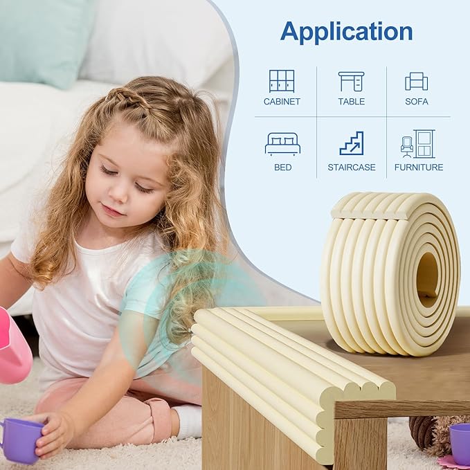 Edge Protector,Baby Proofing Baby Edge Protector Strip Safety,Soft Rubber Foam Padding,Edge Corner Guards Protector Corner Edge Bumpers for Furniture (Coffee Brown, 6.56Ft x 3.15" W x 0.31" Th)