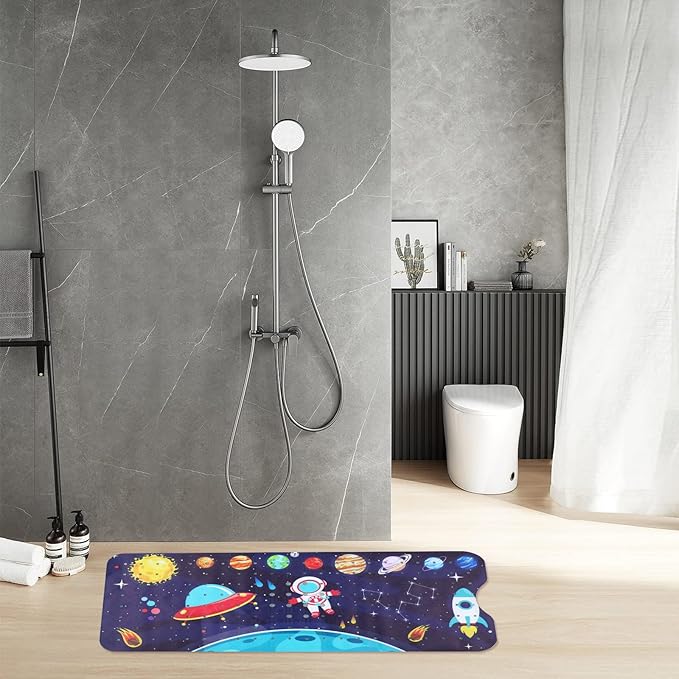 Tubozadi Bathtub Mat Kids Baby Non Slip Shower Mat 40X16 Inch Extra Long Toddler Anti Slip Bath Mats for tub Mat with Suction Cups and Drain Holes,Sky