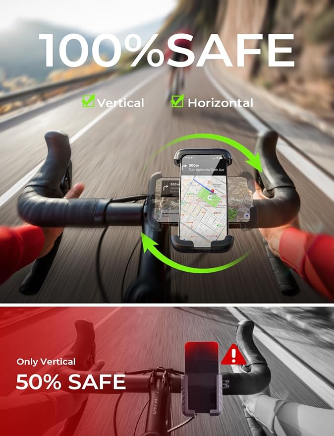 LISEN Bike Phone Holder, [Super Easy Install] Ultra Stable Motorcycle Phone Mount, Bicycle Handlebar Holder Mount for Adults Kids, Bike Bicycle Ebike Gear Accessories, for iPhone Samsung Google Pixe