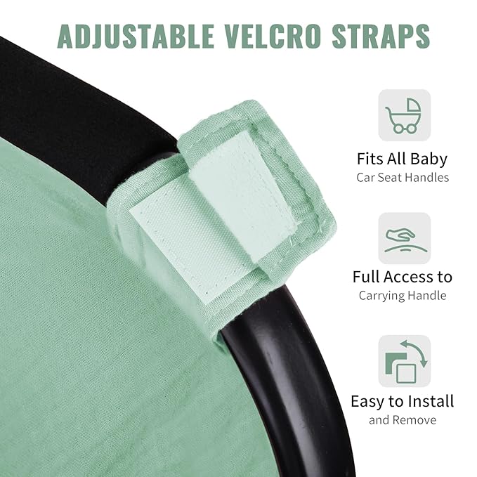 Metplus Muslin Car Seat Cover for Babies - Carseat Stroller Cover Infant Stroller Covers for Boys and Girls, Breathable & Lightweight, Fits Most Strollers & Baby Car Seats
