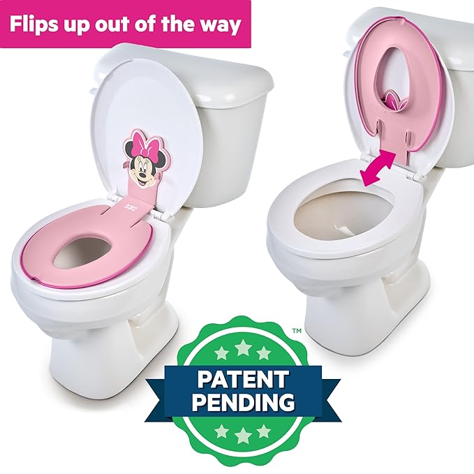 Bright Starts Disney Baby Minnie Mouse Flip & Sit Potty Training Seat, Attaches to Toilet Securely, Space Saving Design Fits Most Toilets