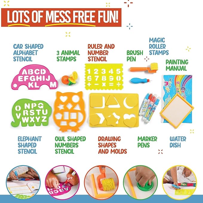 Water Doodle Mat for Kids Doodle Mat for Toddlers 1-3 Wildlife for 3 4 5 6 7 8 Years Old Girls & Boys,Neon Color Mat Doodle Board Writing Drawing Toys Holiday 28x20 Inch