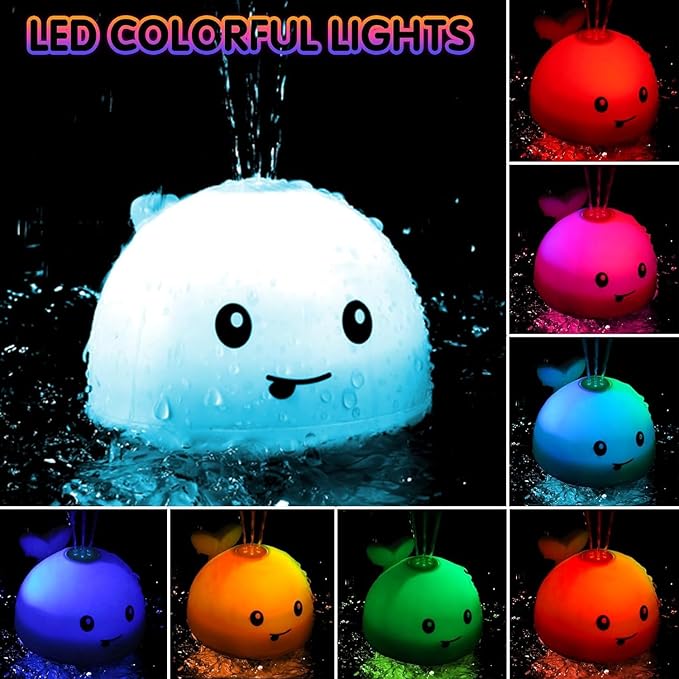 Whale Bath Toy Sprinkler, Light Up Bath Toys for Kids Ages 1-3 Babies 6-12-18 Months, 1 2 3 Year Old Boys Girls Gifts Valentines Toddler Birthday Gifts, Bathtub Fountain Pool Water Table Toys