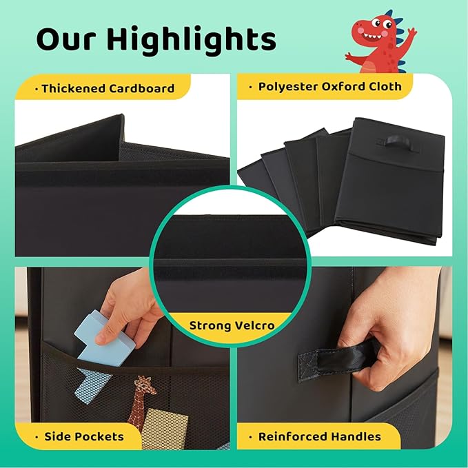 Uniency Large Toy Box, 83L Sturdy Collapsible Storage with Lid, 25"x13"x16" Kids Storage Organizer, Toy Chest Bin Baskets for Boys Girls,for Nursery,Bedroom,Playroom,Living Room,Toddlers Toybox(Black)