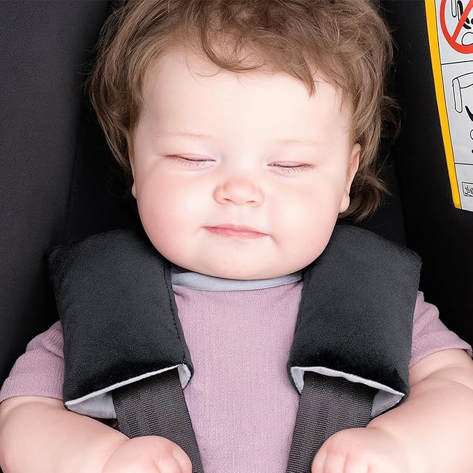 COOLBEBE Car Seat Straps Shoulder Pads for Baby Kids, Super Soft Seat Belt Covers for All Car Seats/Pushchair/Stroller/High Chair（Black/Grey