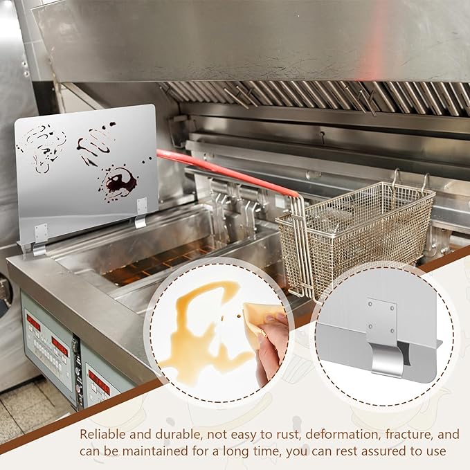 2 Packs Stainless Steel Fryer Splash Guard Commercial Splatter Guard Side Stove Splash Guard for Stop Oil from Splattering (20-1/2 W x 13.5 H)