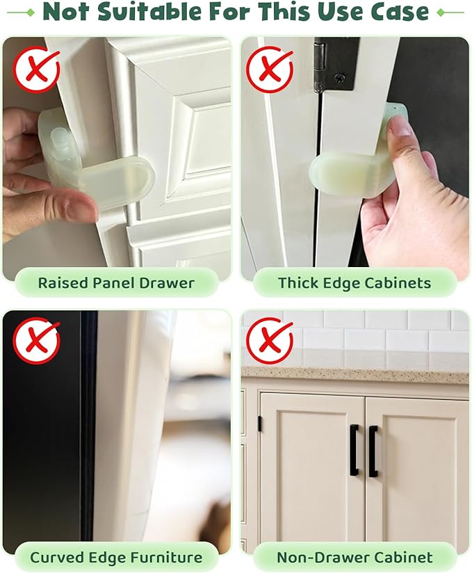 Luminous Lock for Drawer, Roctee 6 Pack Drawer Cabinet Locks Glow in The Dark Button Furniture Latch Kitchen Cupboard RV Barn, Night Easy Unlock, Fluorescent Decor