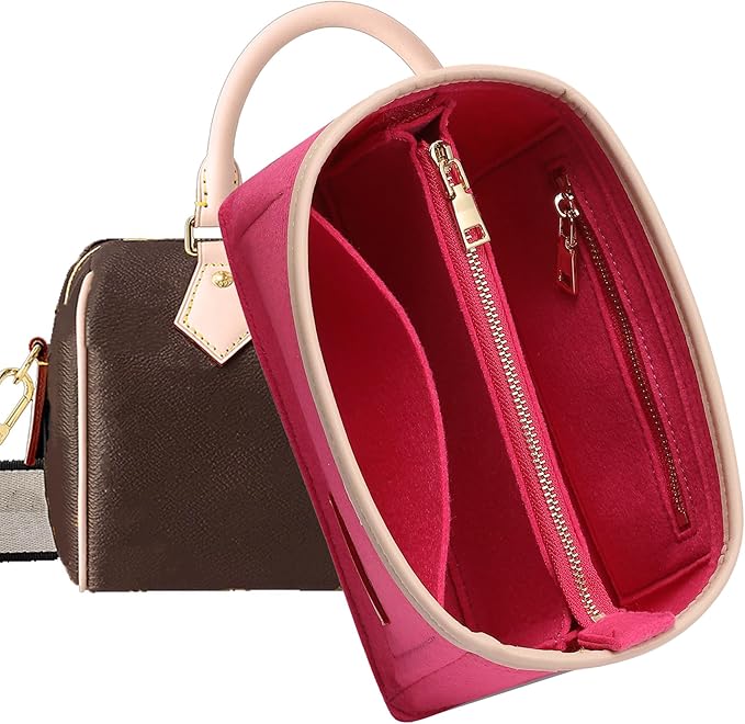 Doxo Purse Organizer Insert, Bag Organizer for Tote & Purse, Bag in Bag, Perfect for Speedy 20 and More(Rose-S)