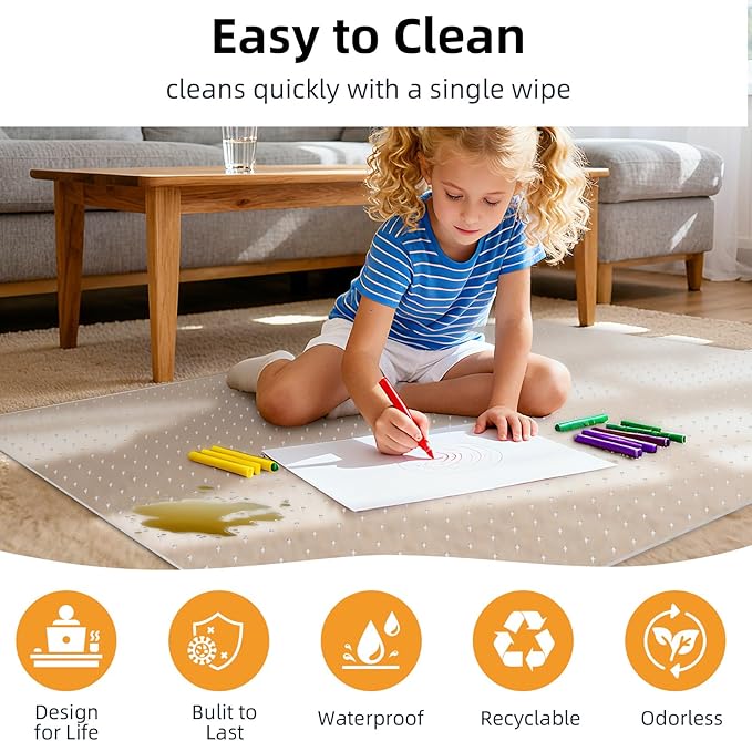 Office Chair Mat for Carpet - 36x48 Inch Plastic Computer Desk Floor Protectors for Chairs Clear Under Desk Rug Pad for Rolling Gaming Chair