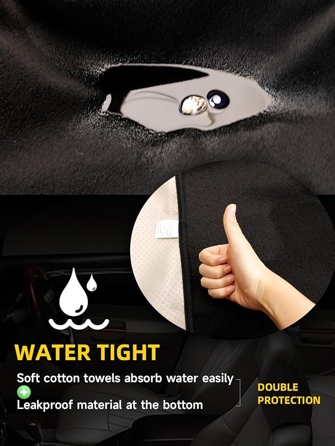 ZIMABLUE Terry Cloth Back Seat Cover Black Universal Waterproof Car Sport Towel Seat Cushion Sweat-Absorbent Towel Cloth Suitable for All Seasons Waterproof Beach Seat Cover Washable