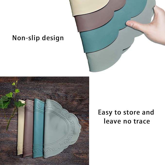 Silicone Placemats Set of 2, Oval Placemats,Heat Resistant Non-Slip Table Mat, Waterproof Silicone Placemat for Kids Large, Easy to Clean Dining Table Placemats by Siliconty(2, Cameo Brown)