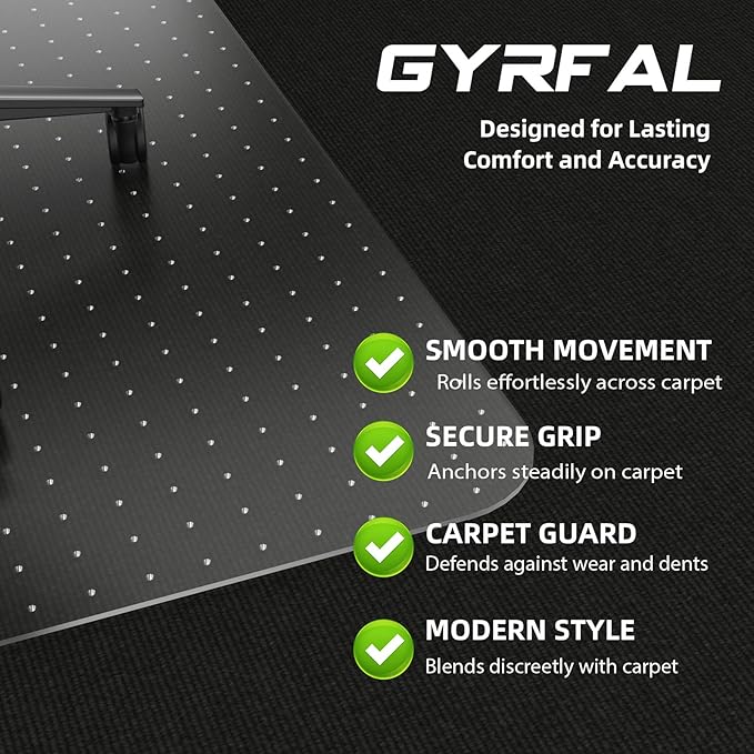 Office Chair Mat for Carpet - 36x48 Inch Plastic Computer Desk Floor Protectors for Chairs Clear Under Desk Rug Pad for Rolling Gaming Chair