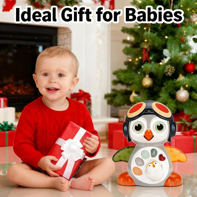 Penguin Crawling Toy for Babies 6-12 Months, Musical Light-up Toys for 1 Year Old, Toys for 6 Month Old Boy, Tummy Time 3-6 Months, Birthday Gifts for 3-18 Months Boys Girls, 1 Year Old Boy Girl Toys