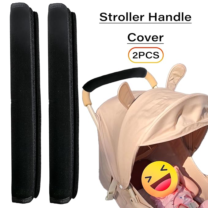 2Pcs 13.38 * 5.51inches Stroller Handlebar Cover,Pushchair Armrest Handle Protector Cover,Pram Bumper Bar Dustproof Handle Gloves Replacement Removable Universal Protective Case Grip Bar Covers
