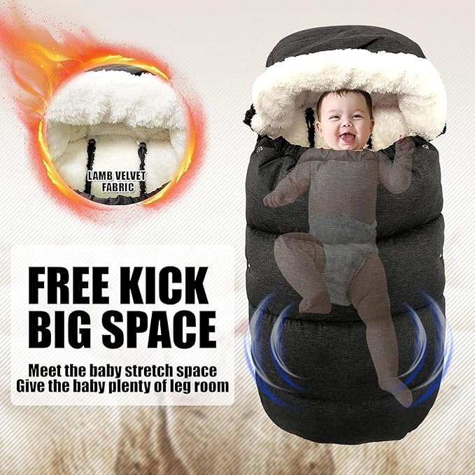 Waterproof Thickened Universal Stroller Blanket - Baby/Toddler Stroller Footmuff, Sleeping Bag&Bunting, Cold-Weather Winter Cover (Brown)