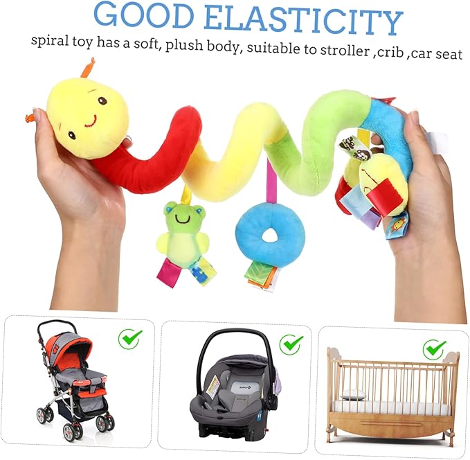 Car Seat Toys, Toys for Car Seat Crib Mobile Bed Around Rattle Bell Cartoon Insect Stroller Hanging Stuffed Wrap Spiral Safety Plush Toys for Crib Bed Stroller Car Seat Bar