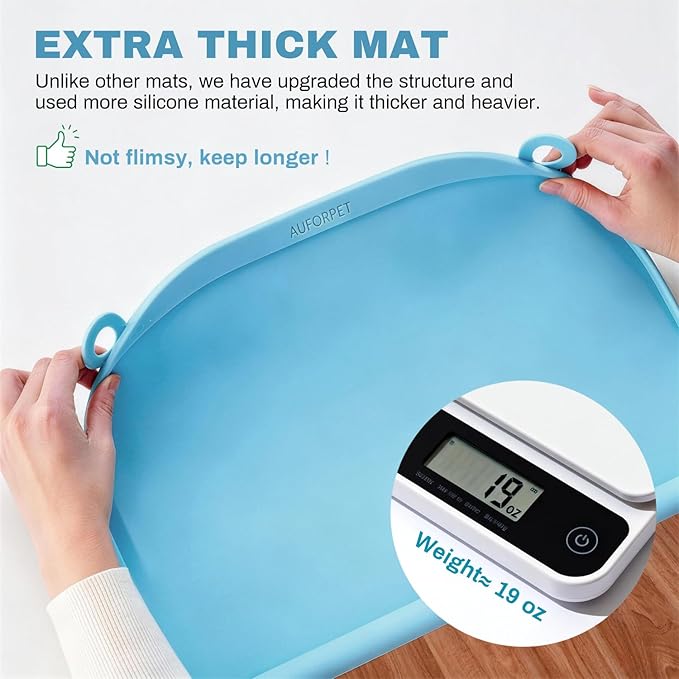 Large Silicone Suction Mat, 17" x 12" Thick Mats with Edge-Bumper, Raised Edge Leakproof, Non-Slip for Kids Toddler Baby Essentials Table Placemat, Restaurant Eating, Plates, Art, Craft & Painting
