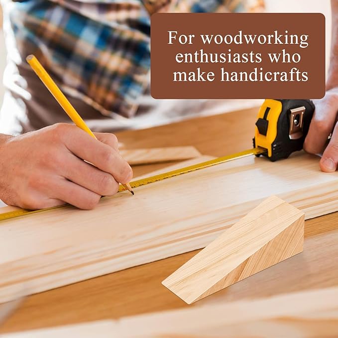 20 Pack Wooden Wedges for Chair Caning Supplies, Non Slip Wood Door Stopper, Triangle Wood Block for Chair Caning Door Stop, Large