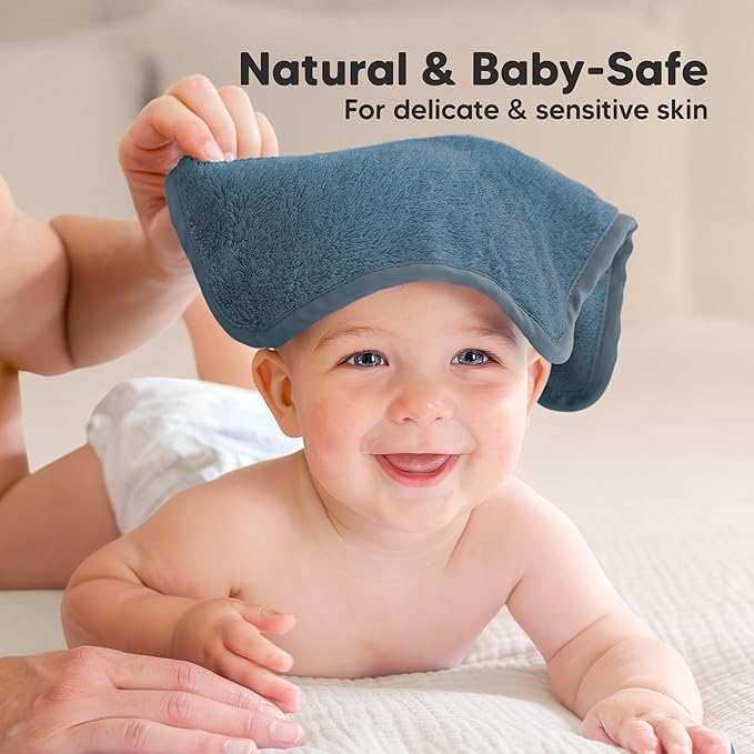 6-Pack Baby Washcloths - Soft Absorbent Viscose from Bamboo Wash Cloths for Babies, Kids, Toddlers, Infant, Newborn Bath Towels, Gentle on Sensitive Skin, 10x10 Reusable Face Towels (Navy Blue)