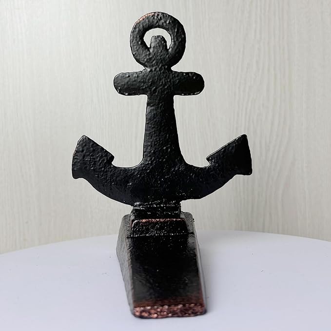 Door Stoppers for Bottom of Door Cast Iron Decorative Door Stop Wedge Metal Doorstops (Nautical Anchor Shape, Bronze)