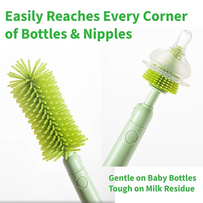 Travel Bottle Cleaner kit, 7in1 Baby Toddler Travel Essential Silicone Bottle Brush Set, Nipple, Drying Rack, Straw, & Breast Pump Cleaning, Soap Dispenser & Organizer Case, Gift for Mom