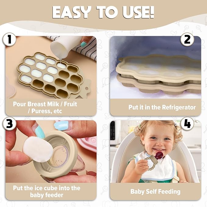 O'doe Baby Weaning Set – 15 Pcs Silicone Baby Feeding Set with Suction Plate, Bowl, Bib, Sippy Cup, Fruit Feeder & Freezer Tray – Baby Plates and Bowls Set for 3M+ | BPA-Free Baby Dishes & Utensils