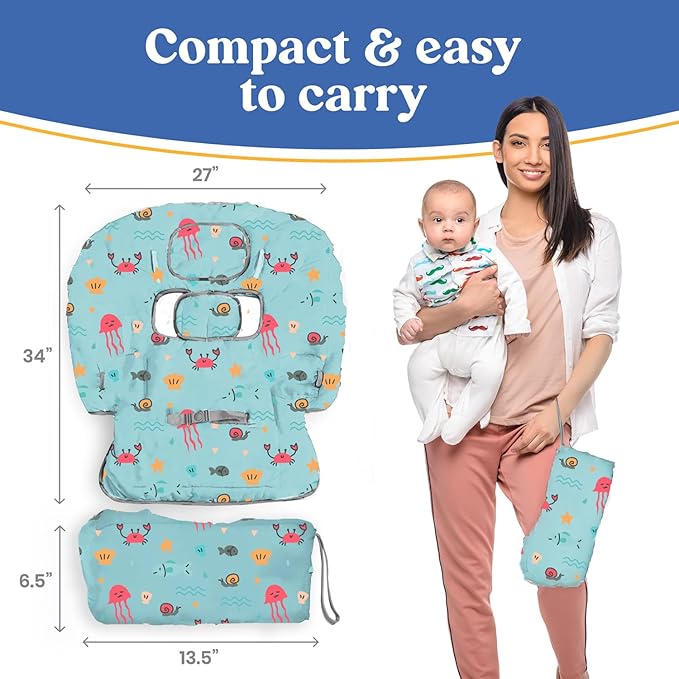 PILLANI Shopping Cart Cover for Baby, High Chair Cover for Restaurant Seat - Grocery Cart Cover for Baby Girl and Boy, Comfortable Cotton Buggy Covers for Babies - Padded Toddler Shopping Cart Cover