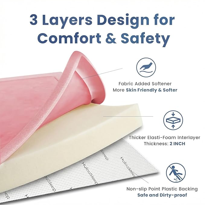 Huloo Sleep 2" Thick Extra Safety Baby Play Mat for Floor,Ultra Soft Elasti-Foam 50x50 Playpen Mat for Toddlers Infant Kids,Non-Slip Backing Safe for Crawling&Tummy Time,Tatami Style (Pink)