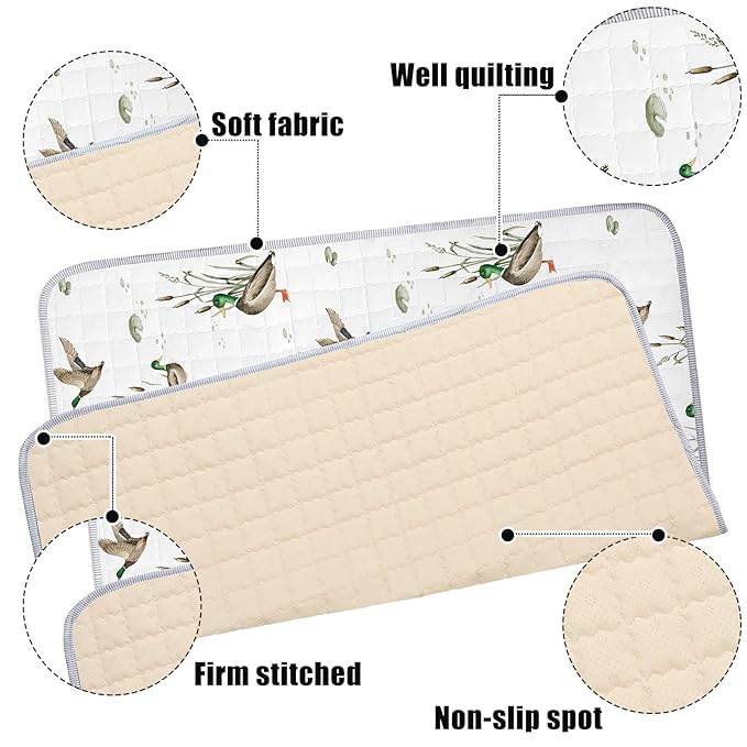 Funtery 43 x 43 Inch Mallard Duck Baby Playmat Portable Crawling Washable Foldable Tummy Time Non Slip Baby Floor Large Playpen Mat for Infants Toddlers Floor Playpen Activity