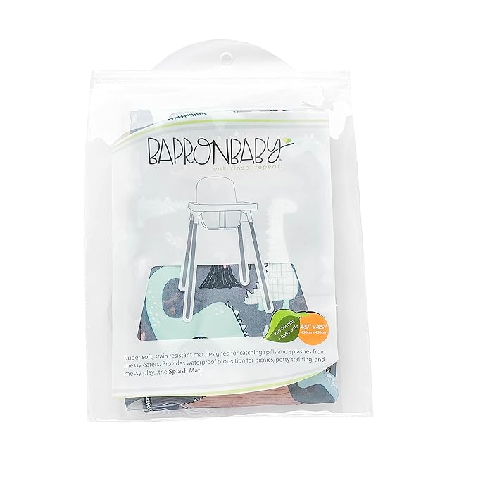 BapronBaby Dinosaur Drawing Splash Mat - Waterproof Catch-All for Under High Chairs, Floors, Tables, Playtime or Arts & Crafts - Machine Washable - 45" x 45”