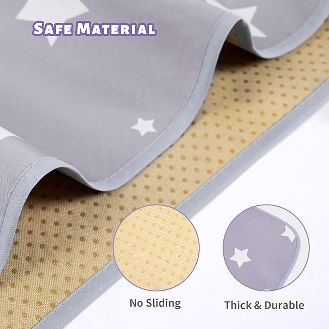 DFHY Splat Mat for Under High Chair/Arts/Crafts/Outdoor Picnic Mat, Washable Baby Spill Mat Waterproof Anti-Slip Floor Splash Mat, 51"x 51"Portable Baby Play Mat and Table Cloth-Light Grey Stars