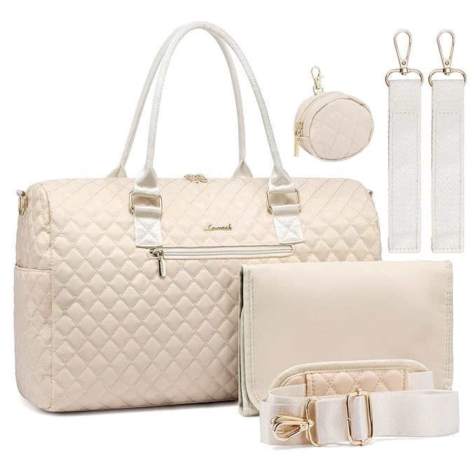 LOVEVOOK Diaper Bag Tote with Pacifier Case and Changing Pad, Large Capacity Mommy Bag for Hospital and Weekender Travel, Functional Baby Bag Newborn Baby Essential