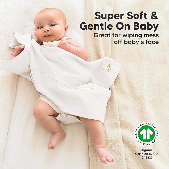 Organic Burp Cloths Baby Boy, Girl - 6-Pack Large 100% Cotton Burping Cloths for Babies, Spit Up Rags, Super Absorbent, Ultra Soft Newborn Rag, Gender Neutral, Machine Washable, Durable (Soft White)