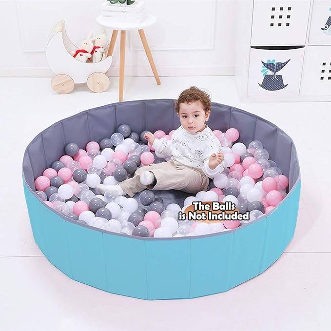 4 Feet Ball Pit for Kids/Baby Play Yard/Fence, Holds Over 600 Balls, Folding Portable, No Need Inflate, More Than 12 Sq.ft Play Space, Light Blue