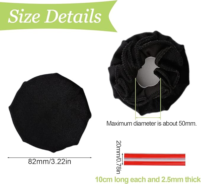 Door Handle Covers, 2Pcs Black Decorative Round Door Knob Covers Soft Door Handle Glove Anti-Static Safety Door Knob Protector with Clear Anti-Collision Adhesive Strip