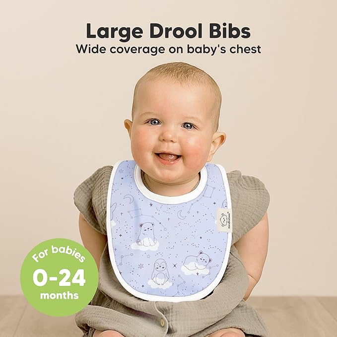 8-Pack Organic Baby Bibs for Boys, Girls - Soft Cotton Drooling and Teething Bibs for Baby Girl & Boy, Extra Absorbent, Easy to Clean & Put On for Toddler, Newborn, Infant 0-24 Months (Constellation)