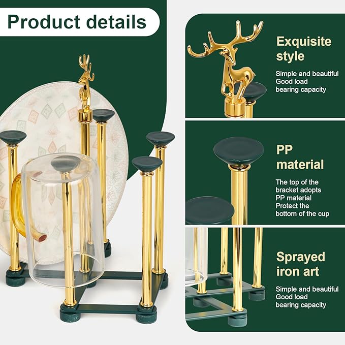 Baby Bottle Drying Rack, Foldable Stainless Steel Base, with Drip Tray & Cup Cleaning Brush, Collapsible Cup Draining Holder Non-Slip, for Kitchen Counter, Sink or Dishwasher