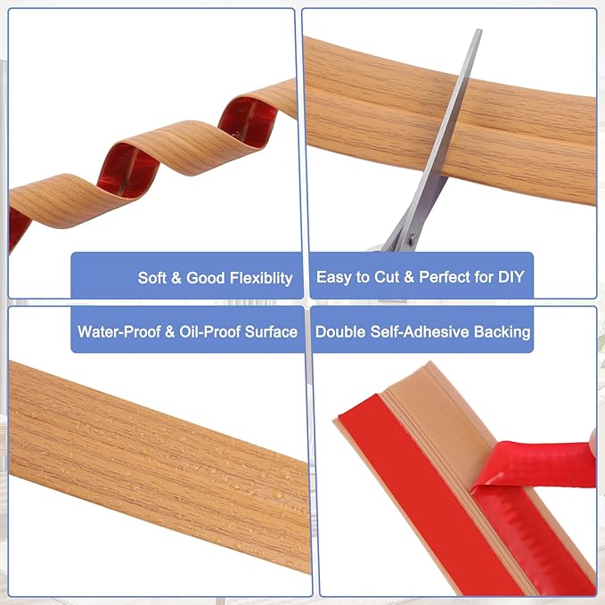 Wall Corner Protector Moulding Trim Peel and Stick Wall Corner Guards Trim Flexible Self Adhesive Edge Protector Moulding, 1.6 in x40 Ft, Light Brown Wood
