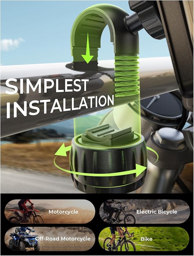 LISEN Bike Phone Holder, [Super Easy Install] Ultra Stable Motorcycle Phone Mount, Bicycle Handlebar Holder Mount for Adults Kids, Bike Bicycle Ebike Gear Accessories, for iPhone Samsung Google Pixe