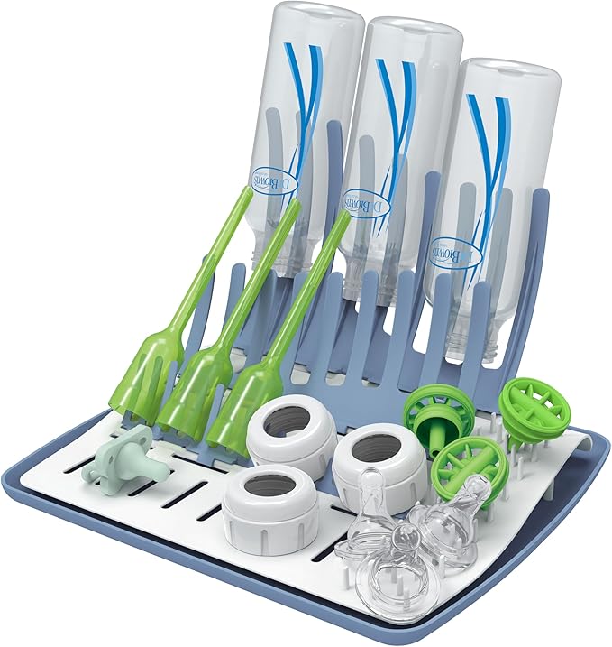 Dr. Brown's Folding Baby Bottle Drying Rack for Easy Storage - Dry Nipples, Pacifiers and Other Baby Essentials, BPA Free