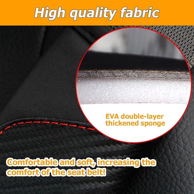2PCS Car Seat Belt Cover, Carbon Fiber Seatbelt Shoulder Protection, Soft Car Seat Belt Strap Cushion Protect Your Neck and Shoulder, Car Accessories Seat Belt Pad for Car Truck (Black)