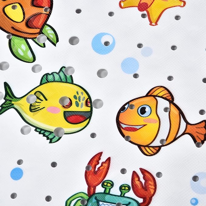 Tubozadi Baby Bath Mat for Tub Kids Non Slip Bathtub Mats Baby Extra Long 40X16 Inch Bathroom Toddler Anti Slip Shower Mat with Suction Cups & Drain Holes,Machine Washable,Whale