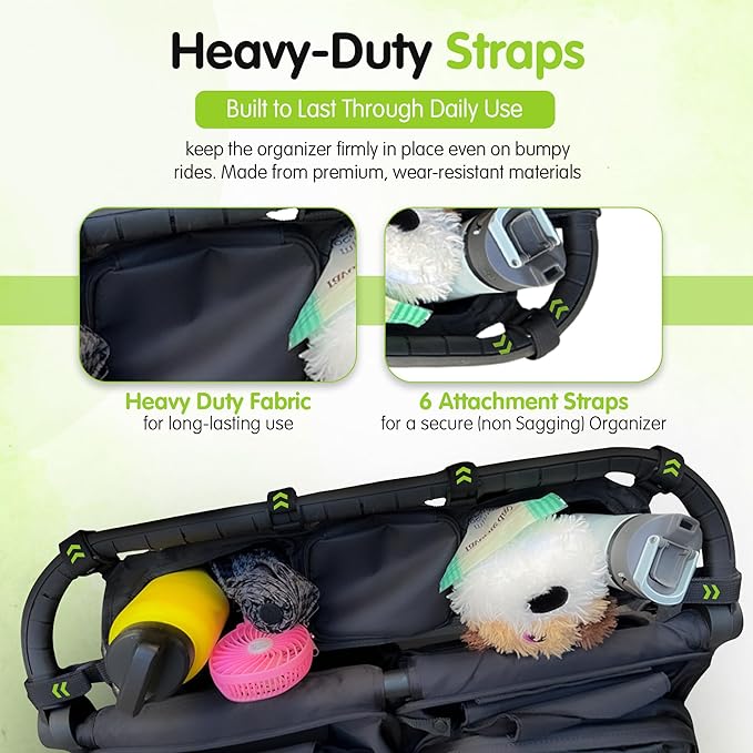 Double Stroller Organizer for Bob Duallie and Baby Jogger City Mini GT