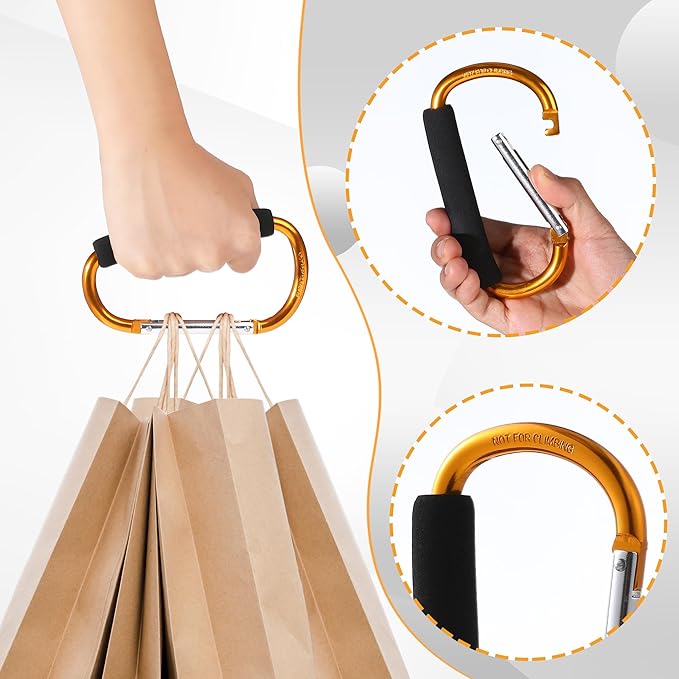 GOOTRADES 4 Pack Stroller Hooks, 5.3'' Large Carabiner Hooks for Pushchair Shopping Bag, 4 Colors Mommy Hook for Stroller