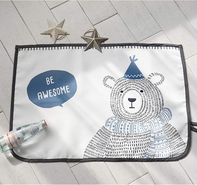 BEBEDECO Magnetic Car Sun Shade Curtain for Side Window – Sun Blocker and UV Protector for Baby, Kids, and Pets – Universal Fit with Built-in Magnets for Steel-Framed Door (Be-Awesome Bear)