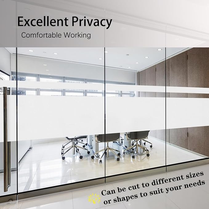 Finnez Window Privacy Film Frosted Glass Electrostatic Privacy Window Film Privacy Protection Window Stickers Anti-UV for Home Living Room Bedroom 35.4 Inch x 13.1 Feet