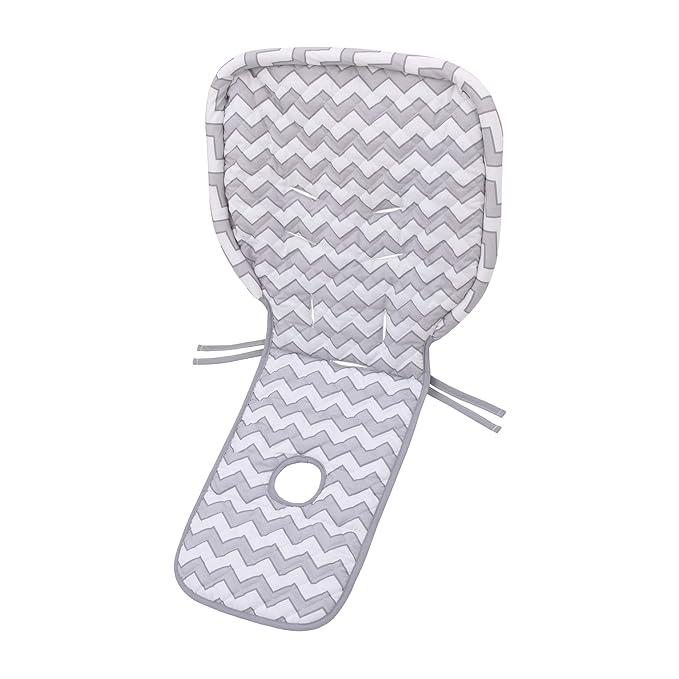 Soft Gray and White Chevron High Chair Pad | Easy to Install Replacement Cushion Fits Most 3-5 Point Harness High Chairs