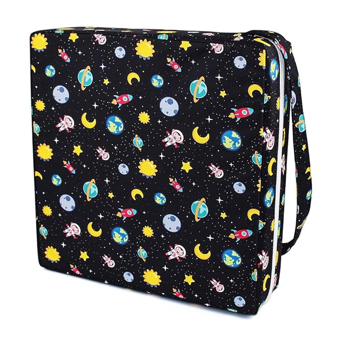 Dining Chair Heightening Cushion Portable Dismountable Adjustable Highchair Booster for Baby Toddler Kids Infant Washable Thick Chair Seat Pad Mat (Black Star)