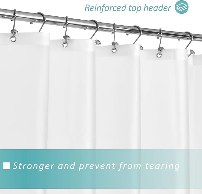 Mrs Awesome 72x96 X-Long Frosted Shower Curtain Liner with Magnets, Extra Long PEVA Plastic Shower Curtain for Bathroom, 72 x 96, Frost