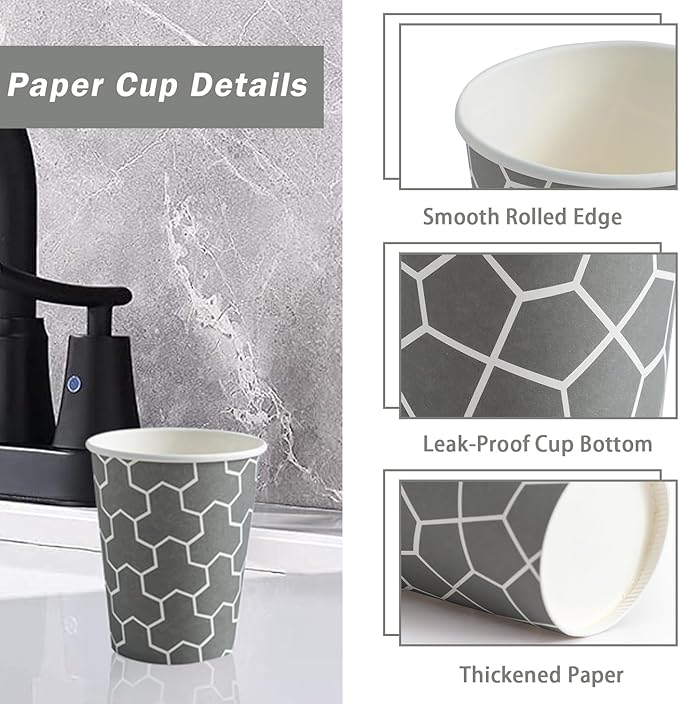 Huifany 300 Pack 5 oz Paper Cups, Disposable Bathroom Cups Small Mouthwash Cups, Hot/Cold Beverage Drinking Mini Cup for Party, Picnics, Water, Snack